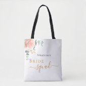 Bruidsentourage roze goud bloemige eucalyptus groe tote bag (Voorkant)