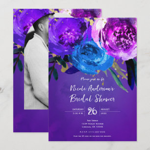 Bruidsfantasie in levendig ultra violet paarse blo kaart