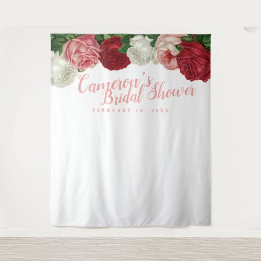 Bruidsfeest achtergrond met bloemen wandkleed (Voorkant)