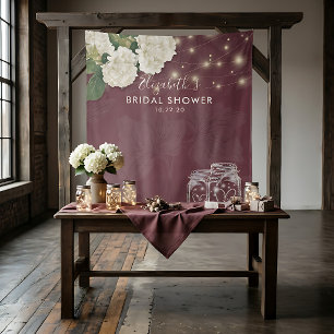 Bruidsfeest achtergrond met metseljars, hortensia wandkleed