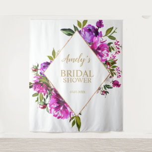 Bruidsfeest achtergrond - Paarse bloemen Wandkleed