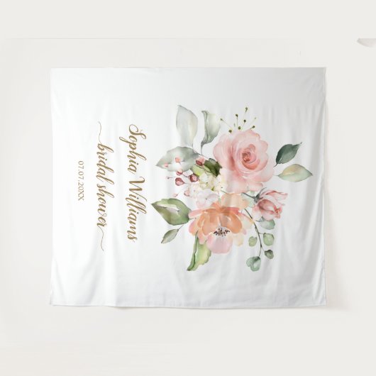 Bruidsfeest achtergrond - Roze rozen Wandkleed (Voorkant (horizontaal))