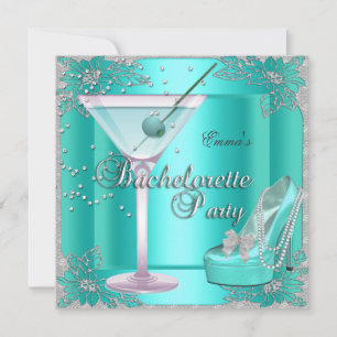 Bruidsfeest aqua turquoise blauwe schoenen kaart