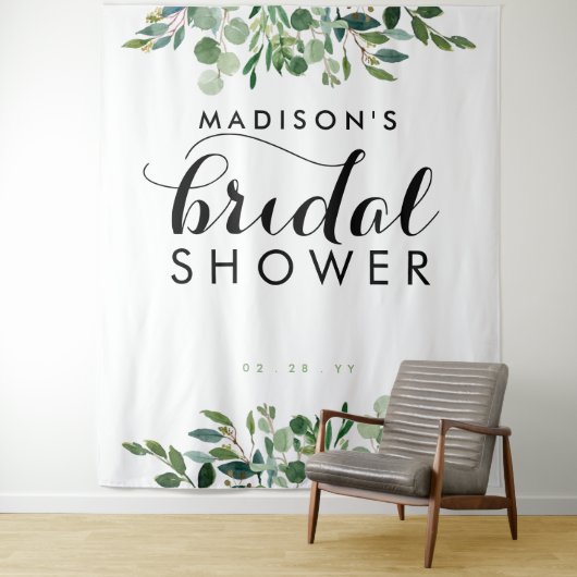 Bruidsfeest Backdrop met Botanische Groene Planten Wandkleed (In situ)