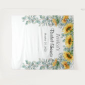 Bruidsfeest Backdrop met Zonnebloem en Eucalyptus Wandkleed (Voorkant (horizontaal))