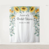 Bruidsfeest Backdrop met Zonnebloem en Eucalyptus Wandkleed (Voorkant)