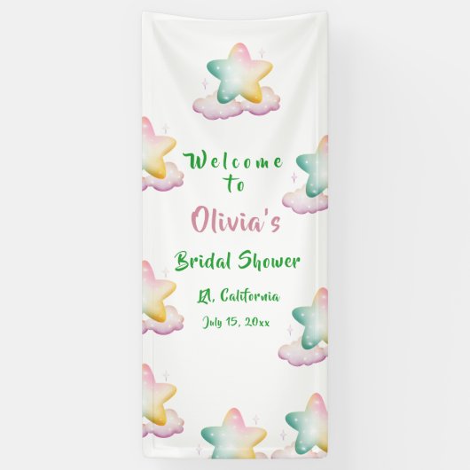 Bruidsfeest Banner, Pastel Ster Huwelijk Bruid  Spandoek (Verticaal)