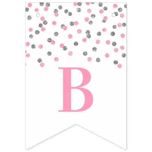 Bruidsfeest banner roze zilver confetti (Tweede vlag)