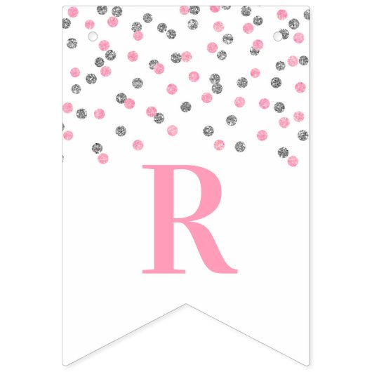 Bruidsfeest banner roze zilver confetti (Derde vlag)