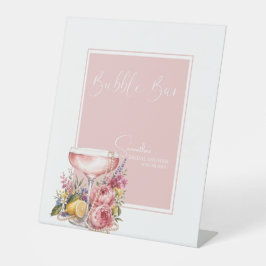 Bruidsfeest Bar met Bloemen, Parels & Prosecco Reclamebord Met Voetstuk