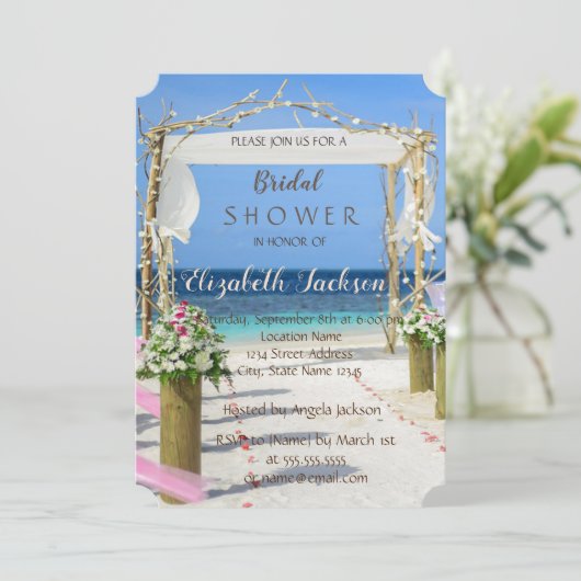 Bruidsfeest Beach Arbor Floral Kaart (Staand voorkant)