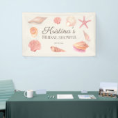 Bruidsfeest Beach Party Roze Schelpen Spandoek (Beurs)