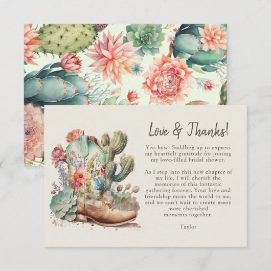 Bruidsfeest bedankkaart met Laarzen en bubbels (Voorkant / Achterkant)