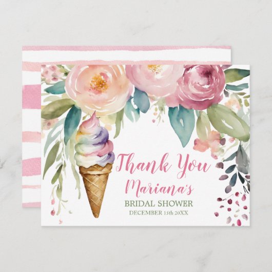 Bruidsfeest bedankt kaart She's Been Scooped Up (Voorkant / Achterkant)