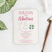 Bruidsfeest 'Bikinis en Martinis' Roze Groen