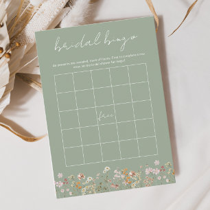 Bruidsfeest Bingo Boho Tuinspel met Wilde Bloemen Kaart