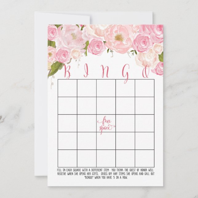 Bruidsfeest Bingo Kaarten met Bloemen (Voorkant)
