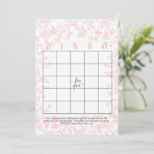 Bruidsfeest bingo kaarten met roze bloemen (Staand voorkant)