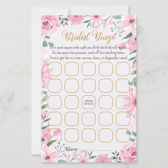Bruidsfeest Bingo Spel 'Liefde is in Bloei' (Voorkant)