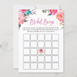 Bruidsfeest Bingo Spel | Waterverf Roze Bloemen