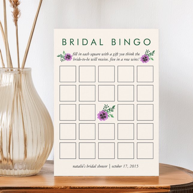 Bruidsfeest Bingo Spelkaart | Paarse Viooltje (Creator heeft geüpload)