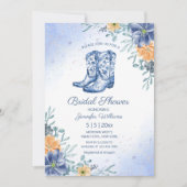 bruidsfeest blauwe cowboylaarzen bloemen western  kaart (Voorkant)