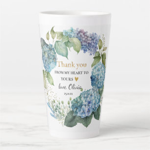 Bruidsfeest blauwe Hydrangea Dank je Latte Mok