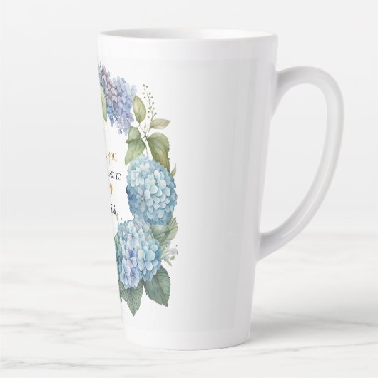 Bruidsfeest blauwe Hydrangea Dank je Latte Mok (Rechts)