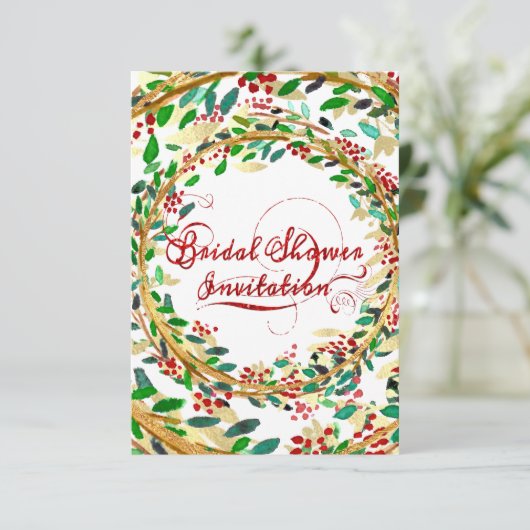 Bruidsfeest bloem goud burgundy groen rood kaart (Staand voorkant)