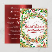 Bruidsfeest bloem goud burgundy groen rood kaart (Voorkant / Achterkant)