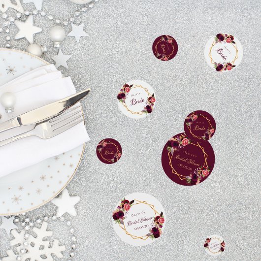 Bruidsfeest bloem goud geometrisch bordeauxrood na confetti