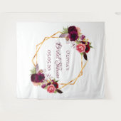 Bruidsfeest bloem goud geometrisch burgundy naam wandkleed (Voorkant (horizontaal))