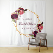 Bruidsfeest bloem goud geometrisch burgundy naam wandkleed (In situ)