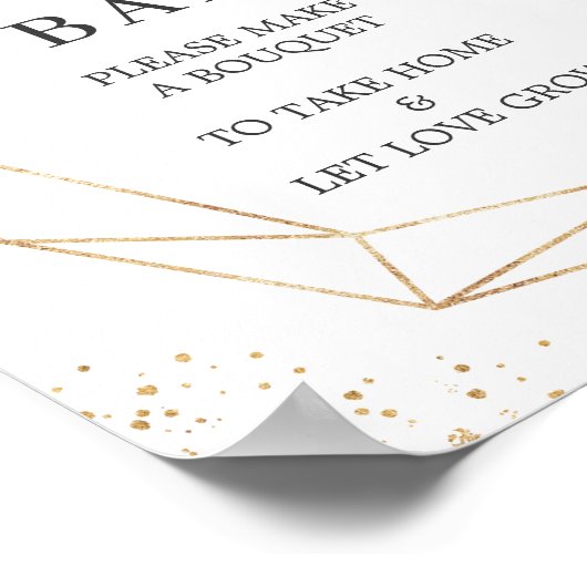 Bruidsfeest Bloemen Bar Bord Roze Bloemstuk Poster (Hoek)