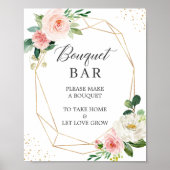 Bruidsfeest Bloemen Bar Bord Roze Bloemstuk Poster (Voorkant)