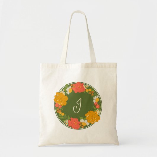 Bruidsfeest bloemenboeket geschenk met monogram tote bag (Voorkant)