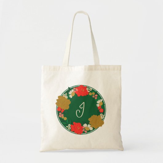 Bruidsfeest bloemenboeket geschenk met monogram tote bag (Voorkant)
