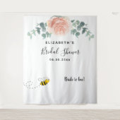 Bruidsfeest bloemengoudroze wit bruid te worden wandkleed (Voorkant)