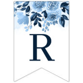 Bruidsfeest bloemenschrift Navyblauw Aquarel Vlaggetjes (Derde vlag)