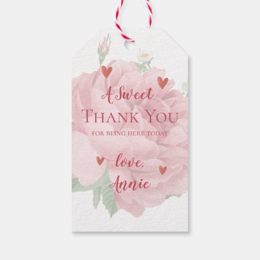 Bruidsfeest Bloemig Mooie Roze Roze Bedankt Cadeaulabel (Achterkant)