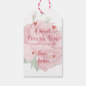 Bruidsfeest bloemig mooie roze roze dank je cadeaulabel (Achterkant)