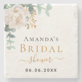 Bruidsfeest bloemige eucalyptus groen elegant stenen onderzetter (Voorkant)