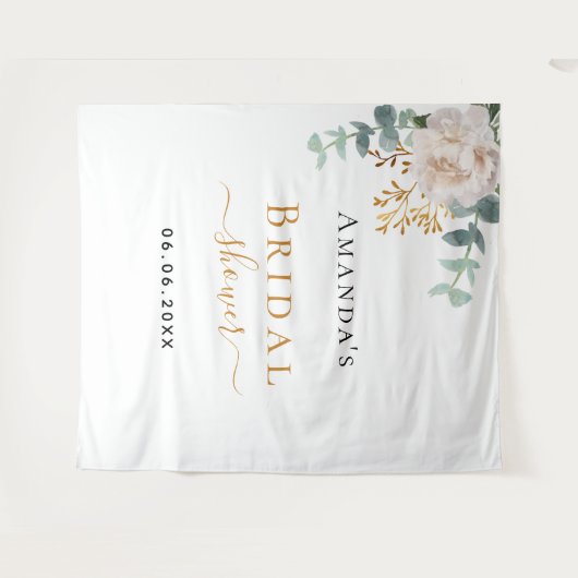 Bruidsfeest bloemige eucalyptus groen elegant wandkleed (Voorkant (horizontaal))