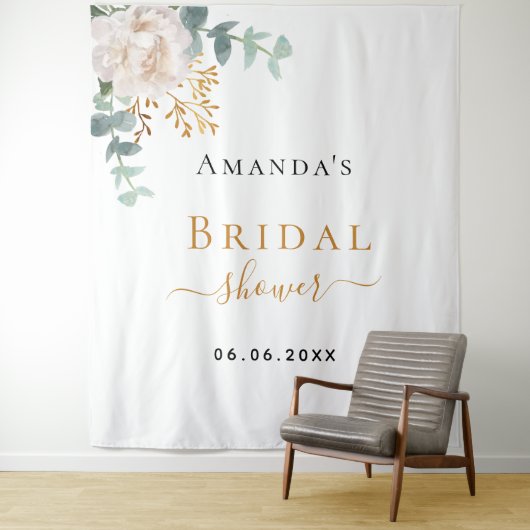 Bruidsfeest bloemige eucalyptus groen elegant wandkleed (In situ)