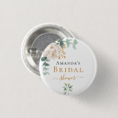 Bruidsfeest bloemige eucalyptus groenvoorziening e ronde button 3,2 cm (Voorkant /achterkant)