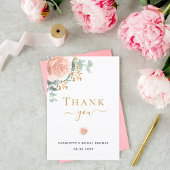 Bruidsfeest bloemige eucalyptus roze goud roze bedankkaart