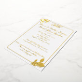 Bruidsfeest bloemmotief, Elegant Wit, Goud Folie Uitnodiging (Gedraaid)