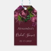 Bruidsfeest bloemrijk Marsala Burgundy Cadeaulabel (Voorkant)