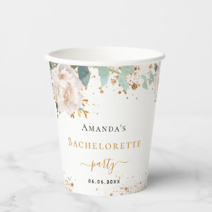 Bruidsfeest bloemrijke eucalyptus glitter papieren bekers