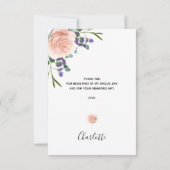 Bruidsfeest bloemrijke roze goud roze lavendel bedankkaart (Achterkant)